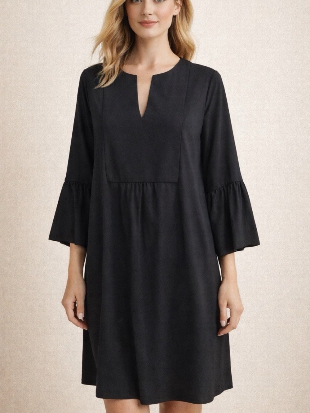 Jude Connally Kerry Black Bell Sleeve Dress Women’s 2XL Stretch Shift Work